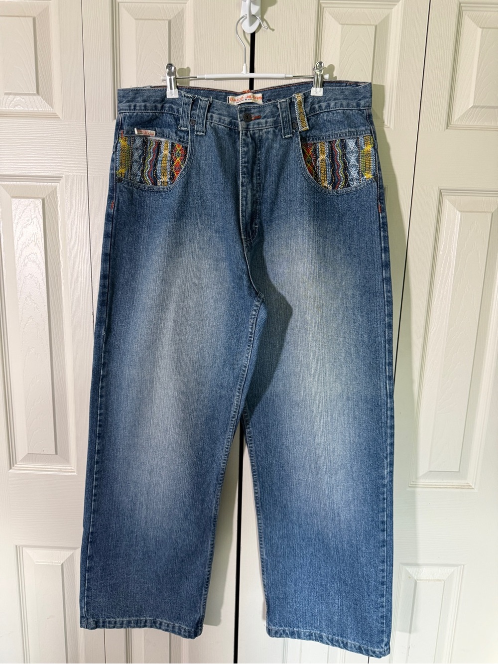 Vintage 90s Paco Jeans w/ Aztec Knit Pocket - Gem